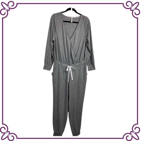 SLEEP by Cacique Heather Gray Long Sleeve Jumpsuit Pajamas Size 14 / 16 - Picture 1 of 10